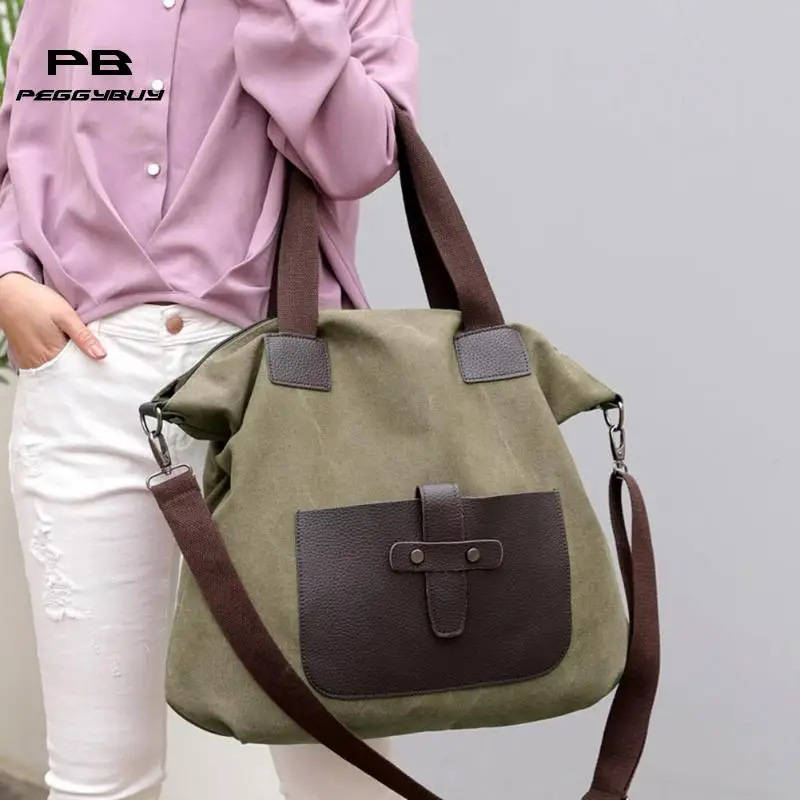 Canvas Travel Casual Handbag Totes Women Men Unisex Shoulder Crossbody Bag Large Capacity Pocket
