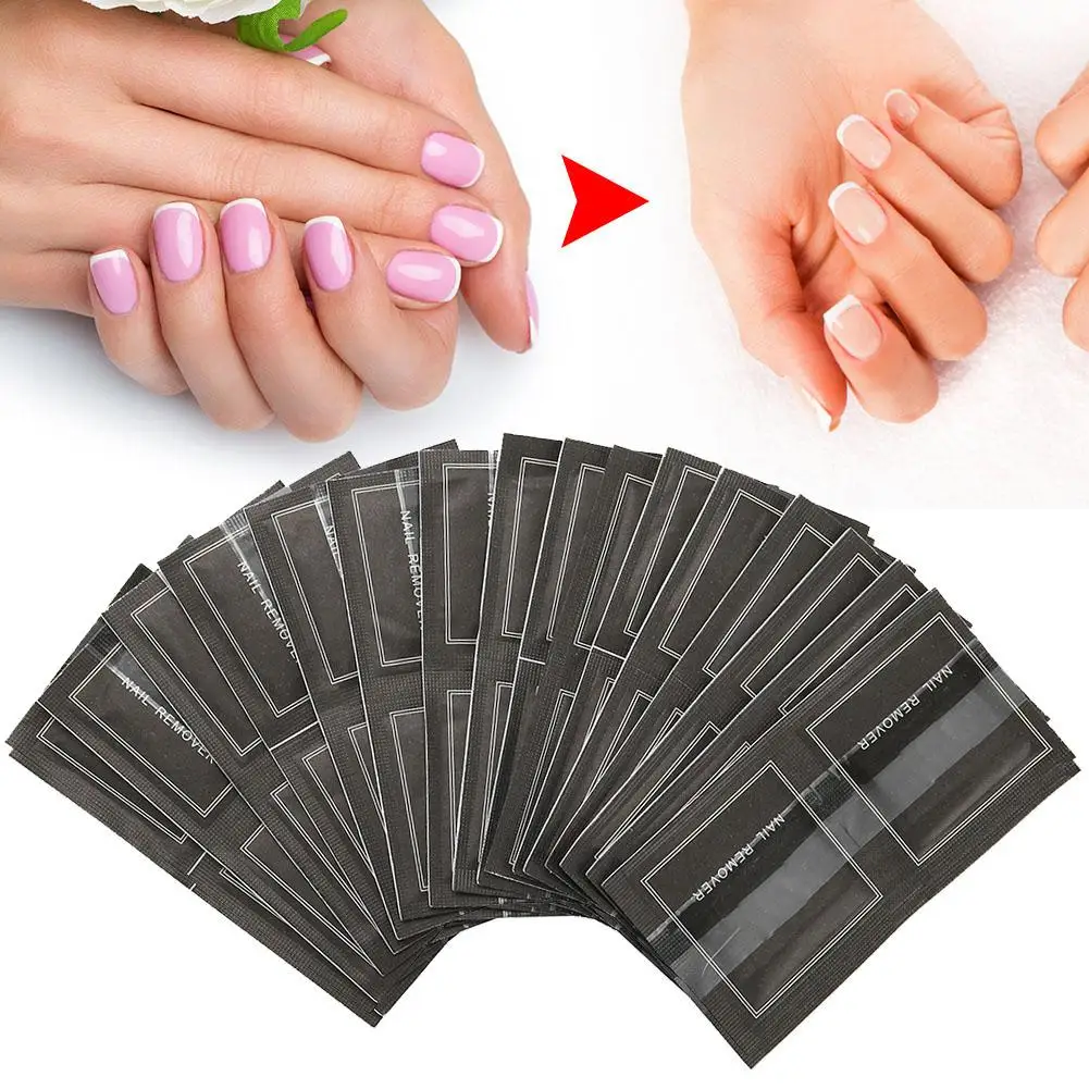 100Pcs/Box Disposable Nail Polish Removal Pads Nail Art Soak Off Wraps