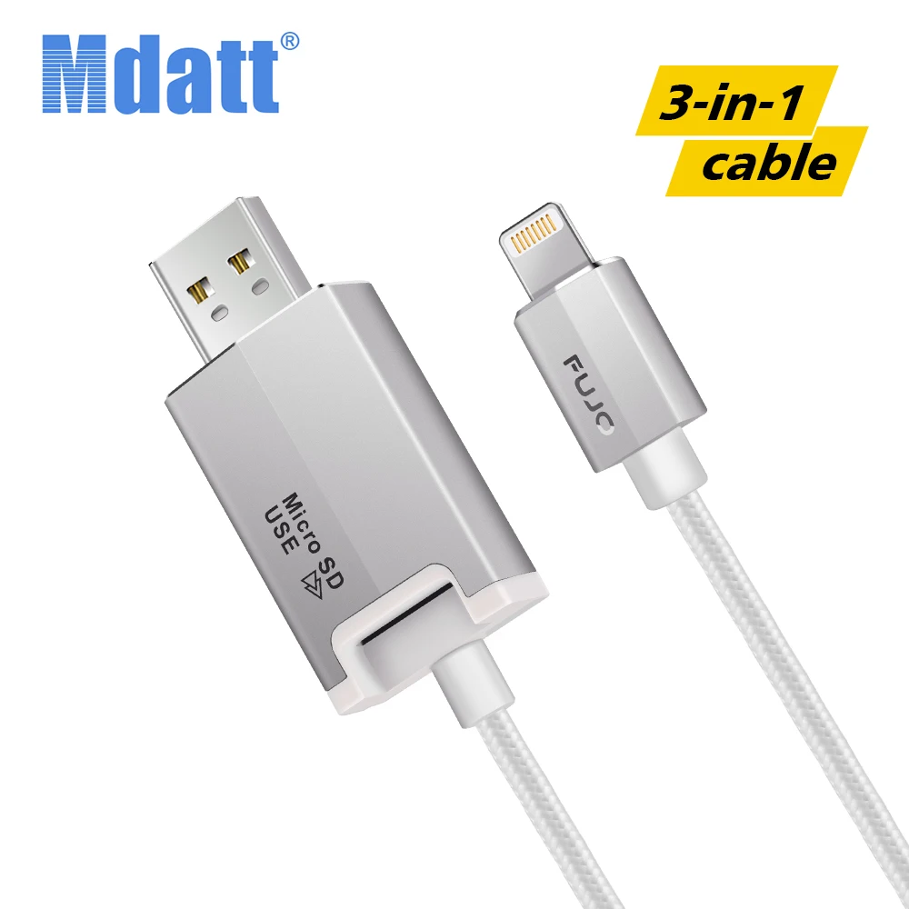 

LAWR 2019 New 3 in 1 SD TF OTG Card Reader Lightning USB Charging Cable universal apple charging cable