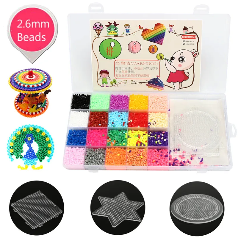 

20 Colors 22.6mm 11000Pcs Fuse Perler Hama Beads Refill Pack With 3 Peg Boards Stater Models Set Kids DIY Crafts Toy Gift Kit
