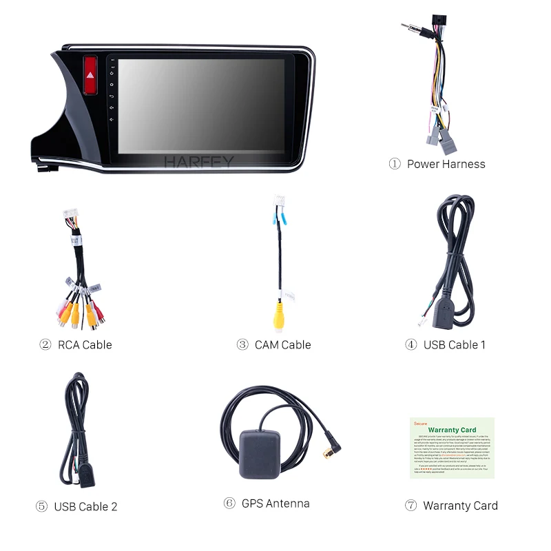 Sale Harfey Android 6.0/8.1 10.1" 2Din Car Radio For Honda CITY LHD 2014 2015 2016 2017 GPS Multimedia Player Head Unit 3