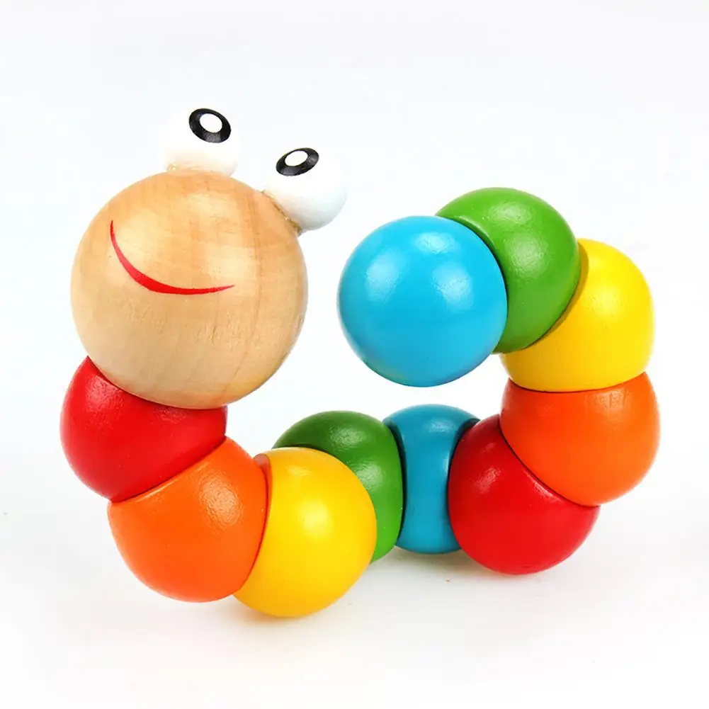 

1pc Colorful Wooden Worm Puzzle Kids Early Learning Educational Toy Finger Game