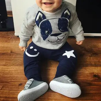

2pcs/set Girl Boy Clothes Set Long SleeveBaby Clothing Cartoon Animal Printed Kids Baby Tops Pants Set Autumn Spring Costumes