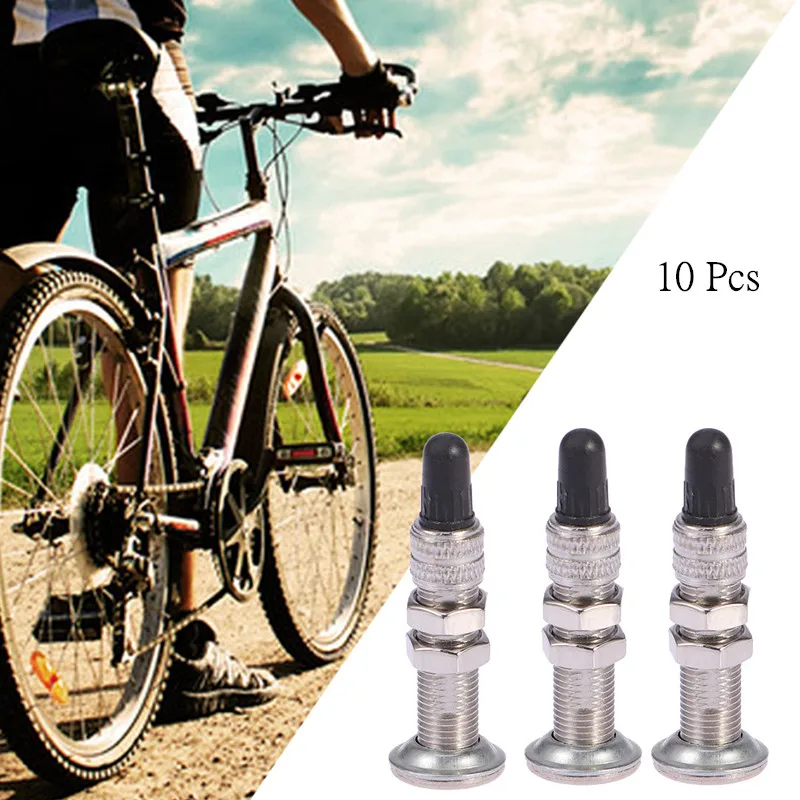 

10PCS Valve Stem Stain Steel Tubeless Durable Rustproof Bike Valve Stem Tire Valve Stem For Mountain Bike Fold Bike Road Bike