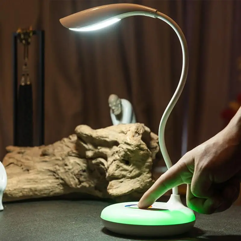 

ABS+plastic DC 5V Table Built-in Battery book Reading Led USB charging Night Dimmable Desk Light Lamp Swan Neck