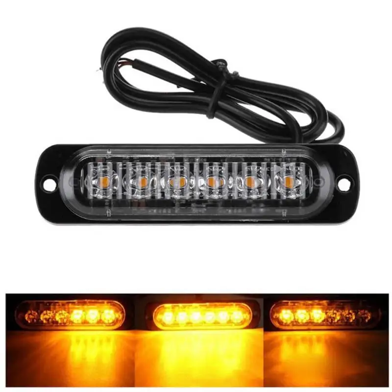 

4Pcs 12-24V 18W 6 LED Slim Flash Light Bar Car Vehicle Truck Moto Emergency Warning Strobe Lamps Auto Accessories with 6 LED/pc