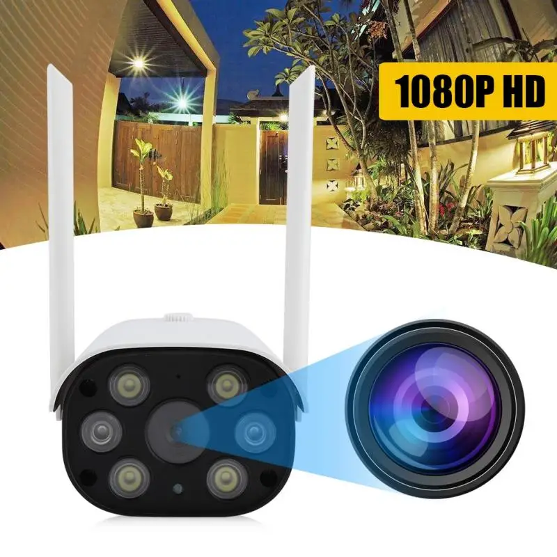 

Wifi Panoramic Camera 200W 1920 x 1080P IR Outdoor Security Camera 6 LED Waterproof Smart Sensor Camera