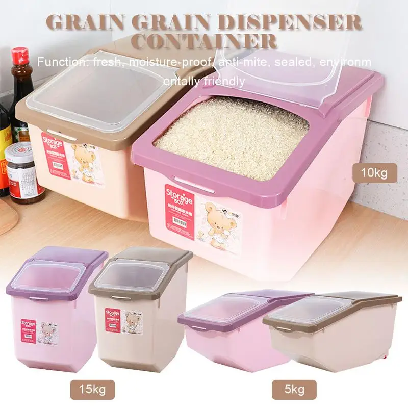

Storage Box 5kg 10kg 15kg Plastic Sealed Moisture-proof Container with Large Capacity Rice Dried Food Cereal Dispenser Storage