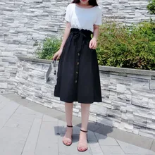 PEONFLY модные весенне-летние юбки женские однотонные до середины икры Длина юбки элегантная высокая талия бутон Женская плиссированная юбка