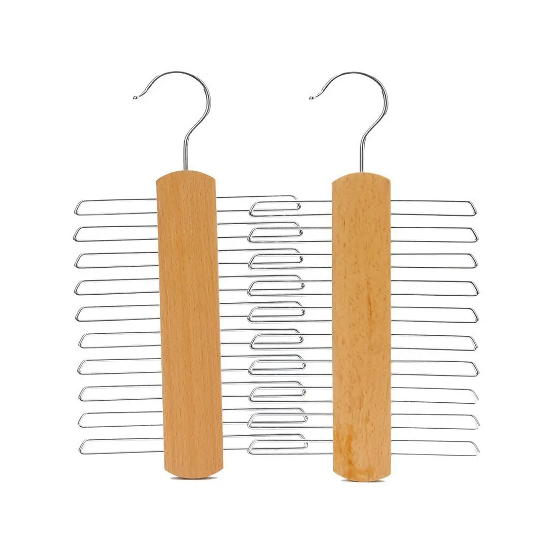 

Wood Tie Hangers For 20 Ties Or Belts Wood Clothes Hangers For Ties And Accessories (2 Hangers)