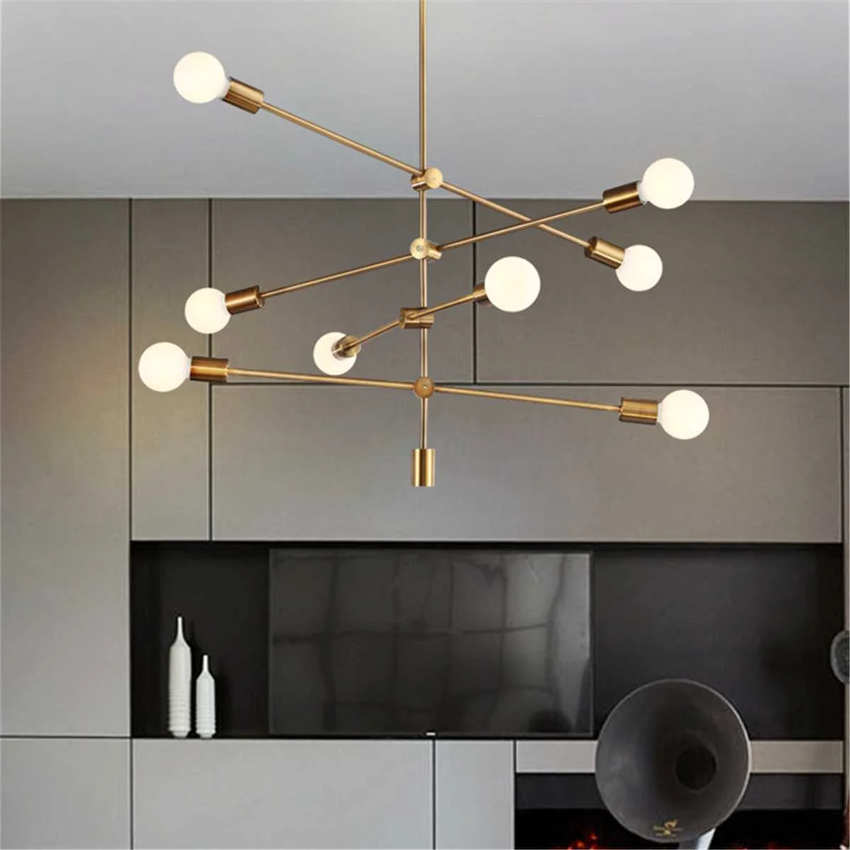 

Iron Chandeliers Industrial Edison 4 6 8 Lights Chandelier Nordic Modern LED Light E27 Chander Lights Indoor Lighting Gold Lamp