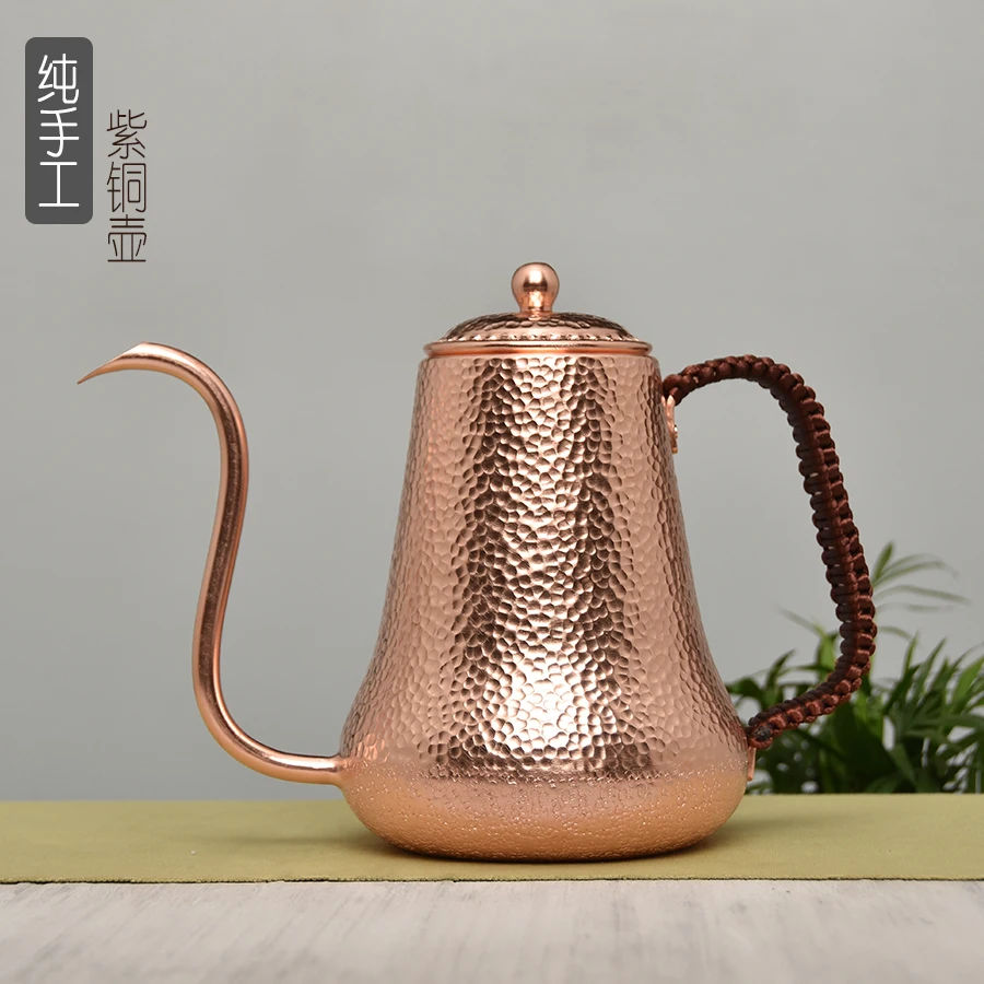 اليدوية التقليد النحاس النقي غرامة الفم إبريق قهوة باليد للضرب براد شاي coffeeware القهوة صانع كوب مجموعة
