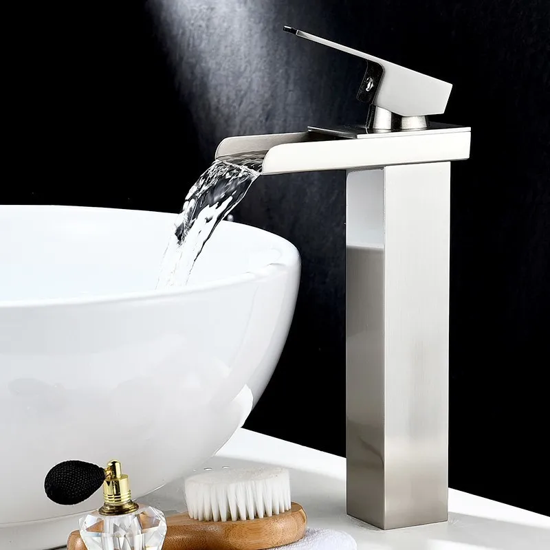 حوض للحمام صنبور النحاس الغرور أحواض من الزجاج مغسلة البارد و الماء الساخن صنبور حوض خلاط شلال سطح جبل الكروم واحدة مقبض