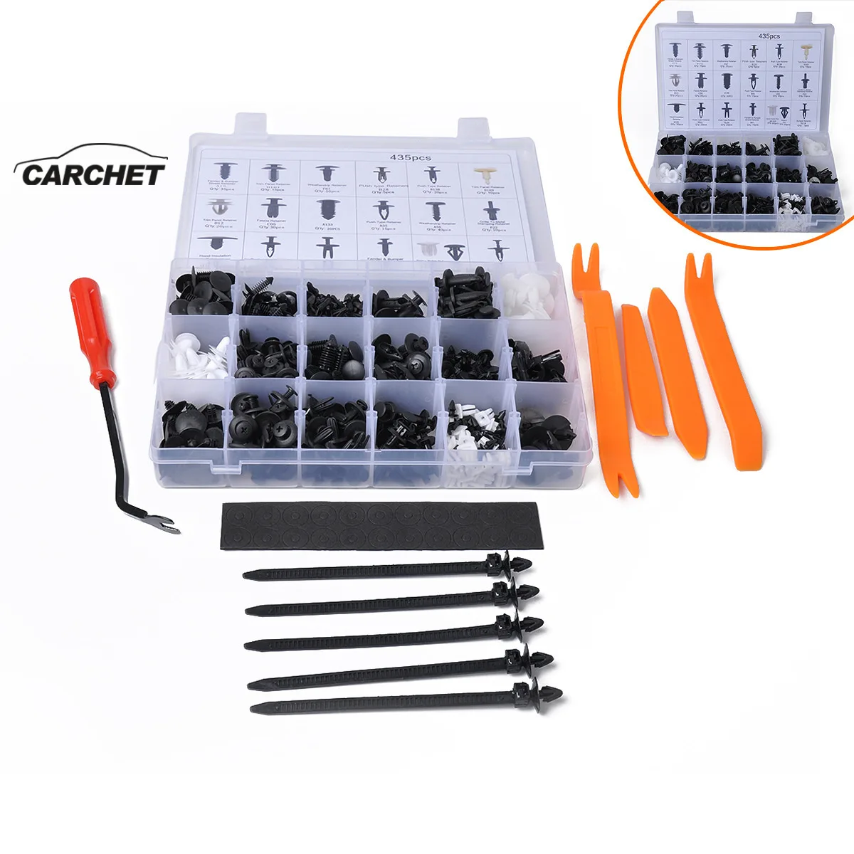 

CARCHET 435pc/set Clip Car Body Retainer Push Type Pin Trim Rivet Panel Moulding Kit car accessories Disassembly tools