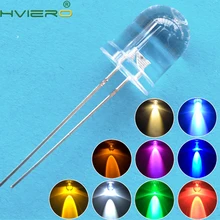 50шт 10мм Круглая вершина Ультра яркий Супер яркий светодиодный белый Красный Зеленый Синий желтый УФ розовый оранжевый Свет лампы