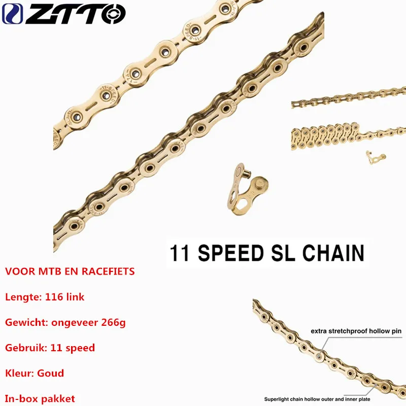 Best ZTTO High Quality Durable Gold for Parts K7 System 11s SL Golden half hollow Chain 22s 11 Speed MTB Mountain Bike Road 0