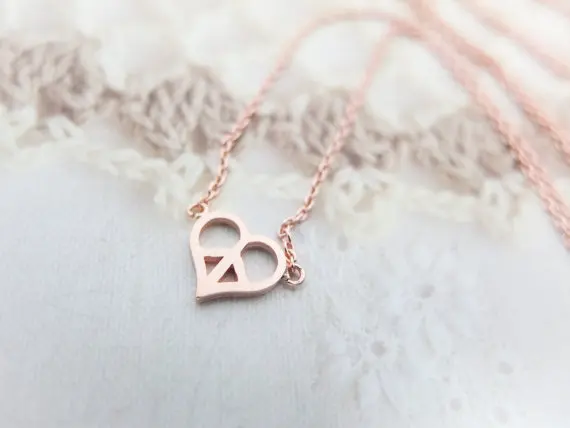 Rose Gold Heart Necklace Rose gold necklace Peace necklace Love necklace Wedding Gift Bridesmaid Gift mom Birthday Gift best friend Birthday.jpg