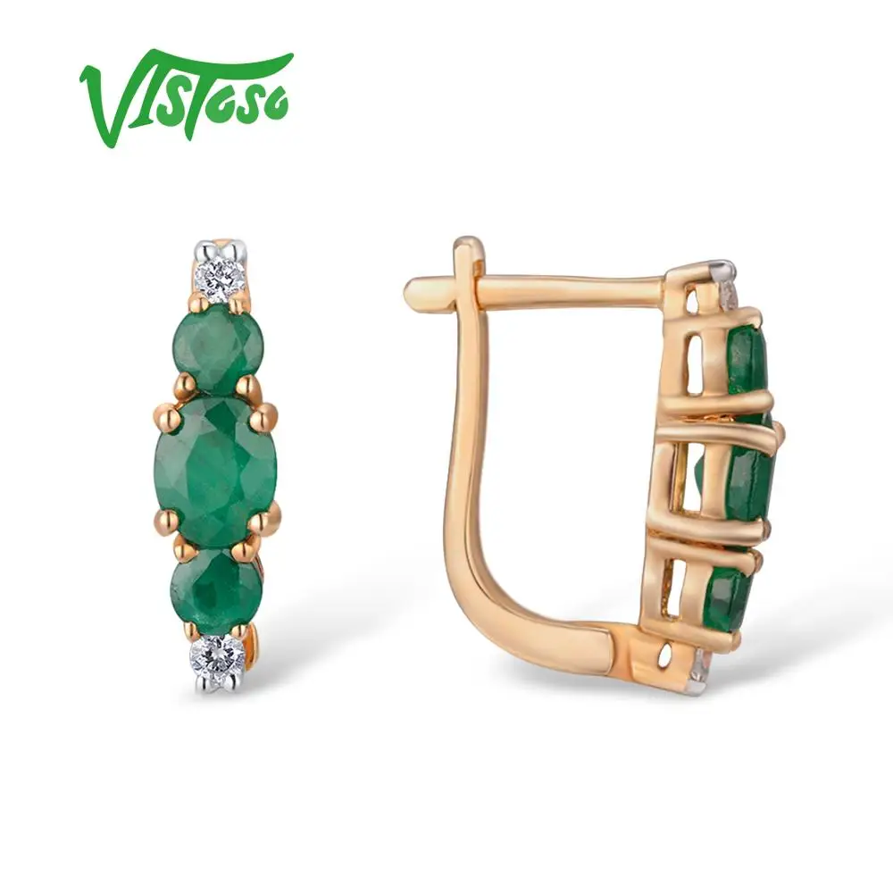 VISTOSO золотые серьги кольца для женщин 14K 585 из розового золота и элегантных