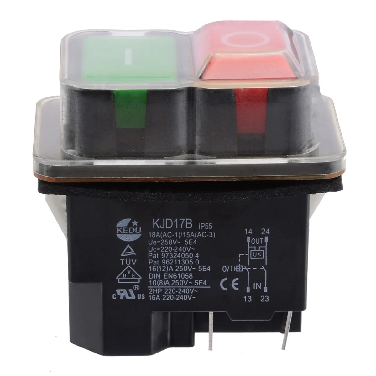 

1pcs On Off Switch KJD17B 4 pin 220V Plastic Waterproof Push Button Switch for Bench Saws Mag Drill DIY Magnetic Switch