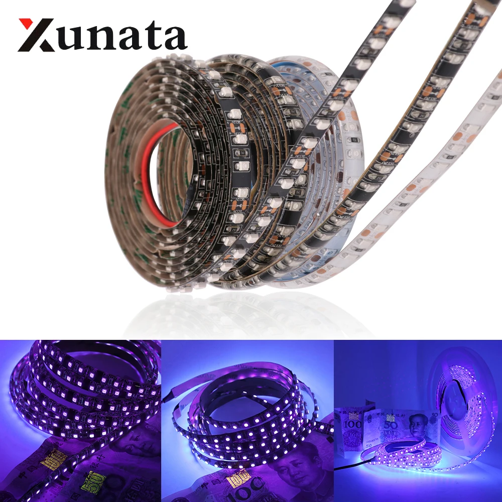 

DC12V UV Led Strip Light 2835 SMD 60leds/m IP65 Waterproof Ultraviolet Ray LED Diode Ribbon Purple Flexible Tape Lamp 5m/roll