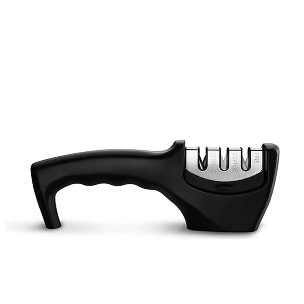 Professional Fine Coarse Ceramic Knife Sharpener Black Kitchen Fine