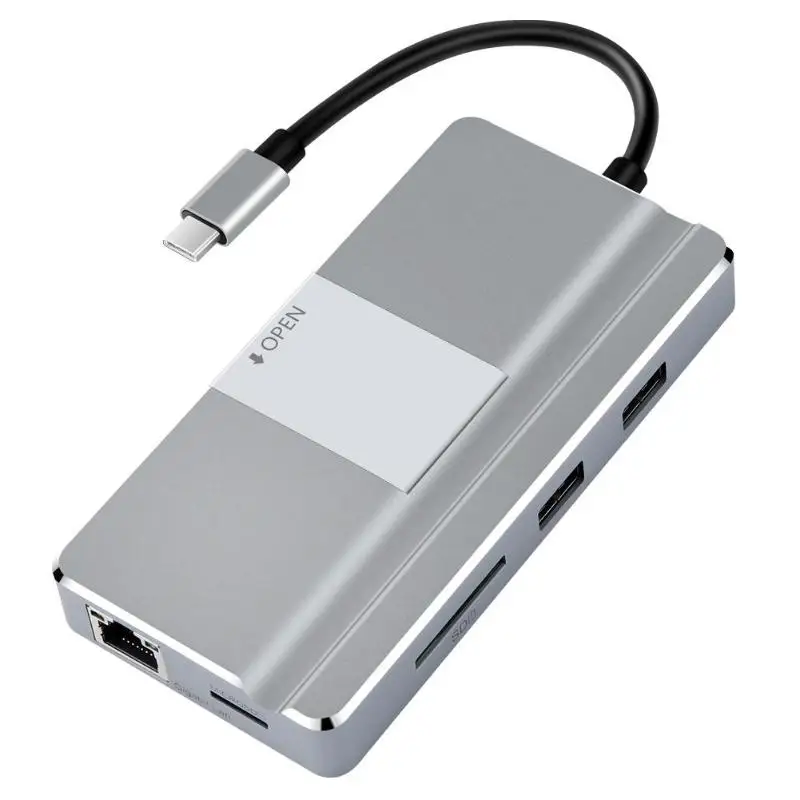 

ALLOYSEED YC217 High Speed USB Hub Type C to HDMI USB3.0 RJ45 TF Micro SD Card Reader Adapter for MacBook