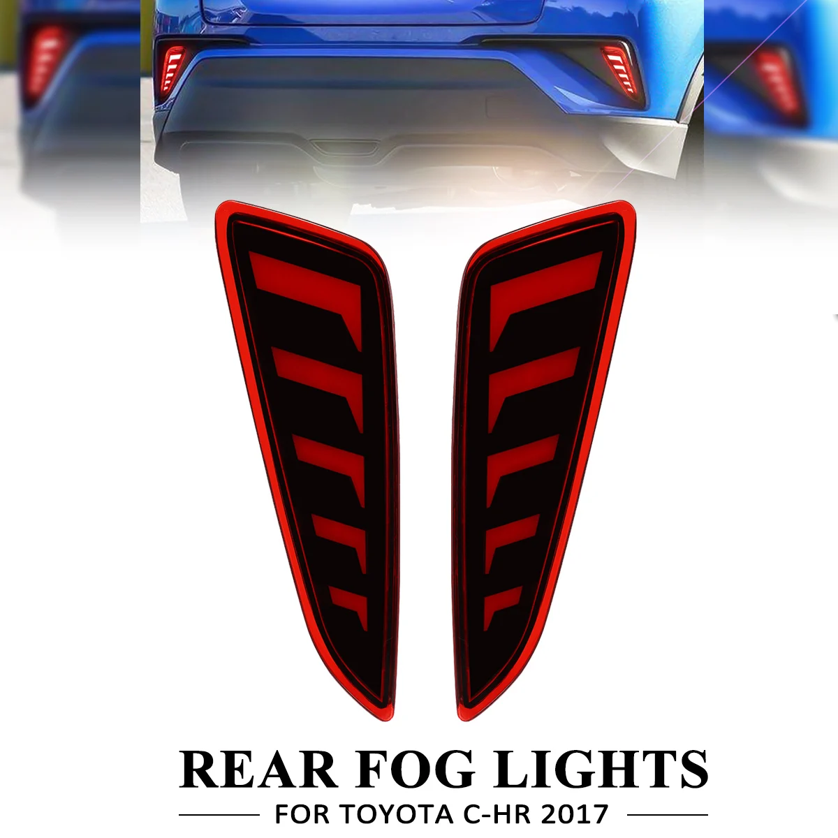 

2PCs 12V Car Rear Fog Lights LED DRL Bumper Light For Toyota CHR C-HR 2016 - 2018 PVC 16.5x5x3.3cm 0.5 Current 800 Luminous Flux