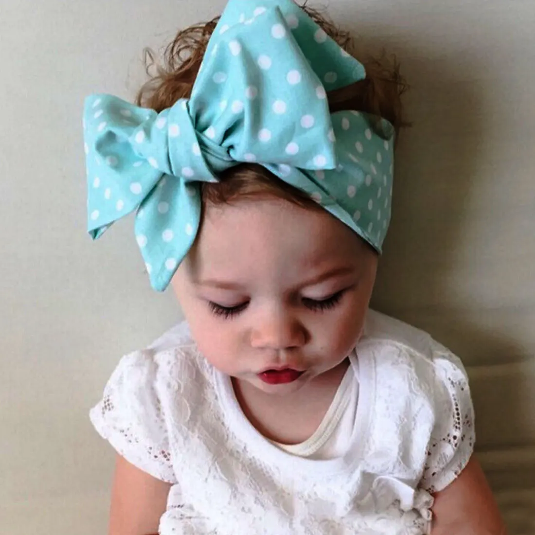 Headwear Accessories Infant Baby Girls Elastic Wave Point Bowknot Hairband  for Phtography Props