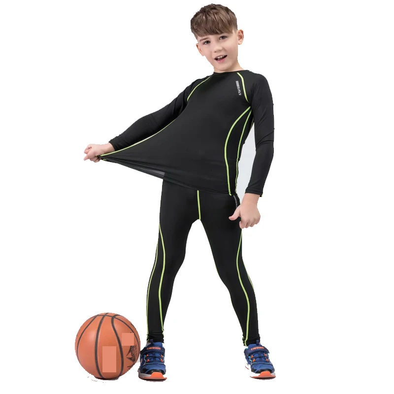 Kids Running Sports Suit Compression Tights Sportswear Quick drying Breathable Winter Jogging