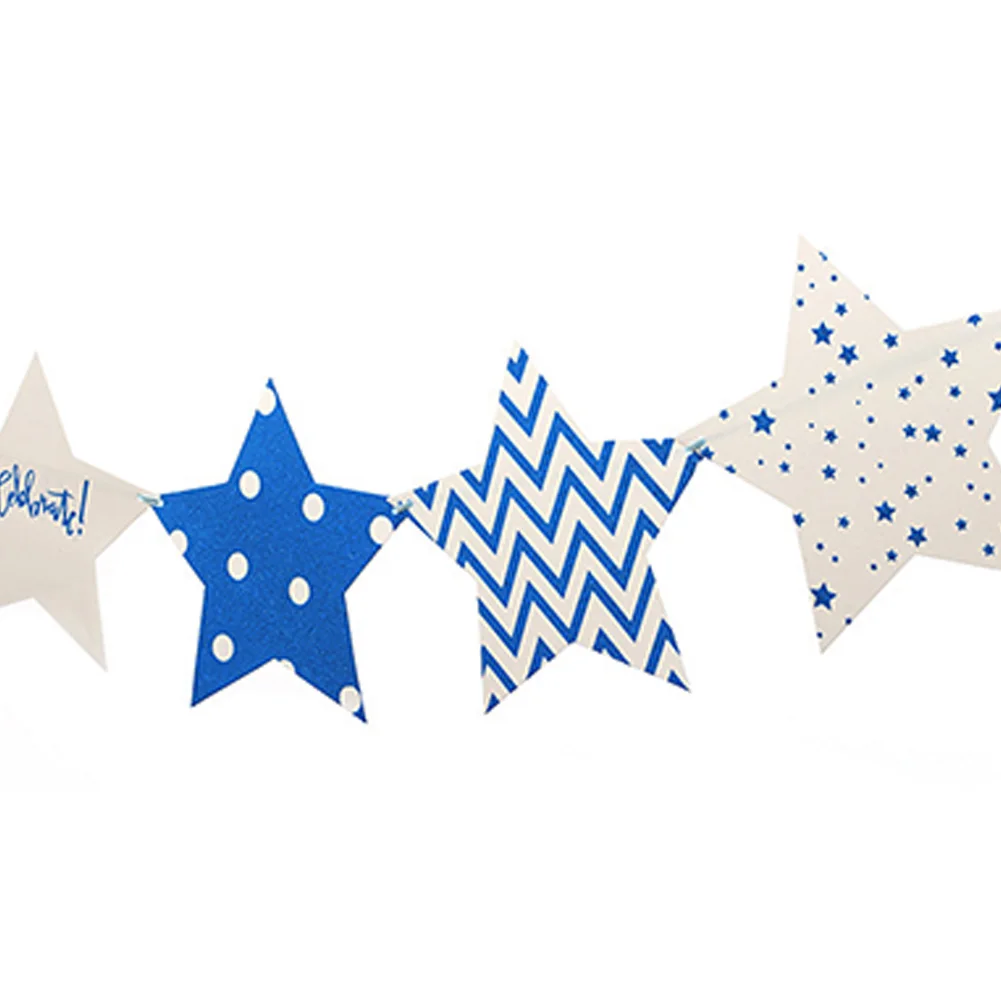 Вечерние товары, Звездные бумажные подвесные украшения Декоративная гирлянда 2 м, Синие Свадебные флажки для праздника дарения для будущей матери, декор в виде точечных звезд INS