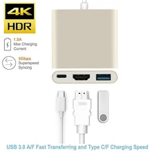 Цифровые кабели преобразователи usb type C концентратор HDMI 4 K адаптер USB-C конвертер с 3,0 USB и 3,1 порт зарядки для кабелей