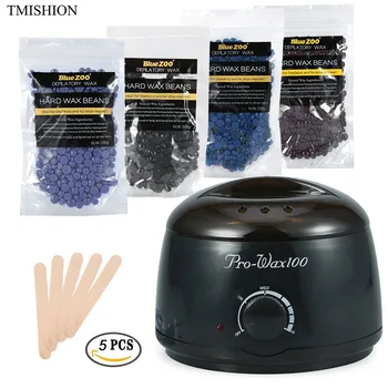 

EU/US/UK Plug Depilatory Wax Heater Set For Bikini Hair Removal Spa Wax Warmer 100g Painless Hard Wax Beans 5pcs WaxingSpatulas