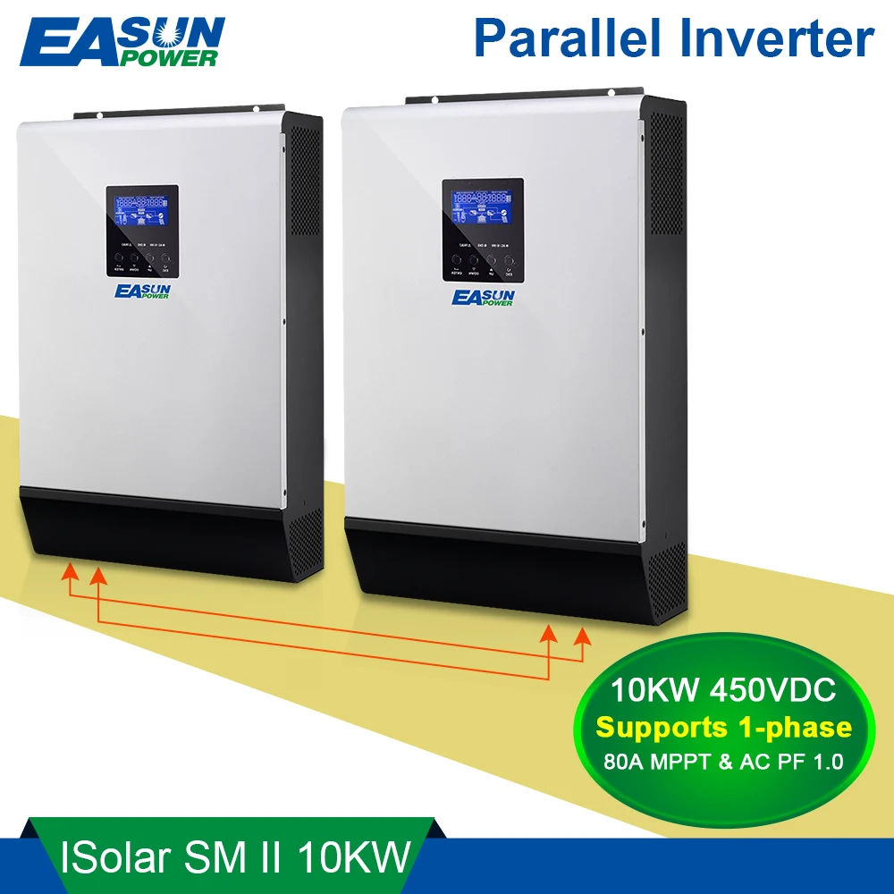 

EASUN POWER 10KW 450Vdc Solar Inverter 80A MPPT Parallel Inverter 48V 230V Pure Sine Wave Hybrid Inverter 80A Battery Charger