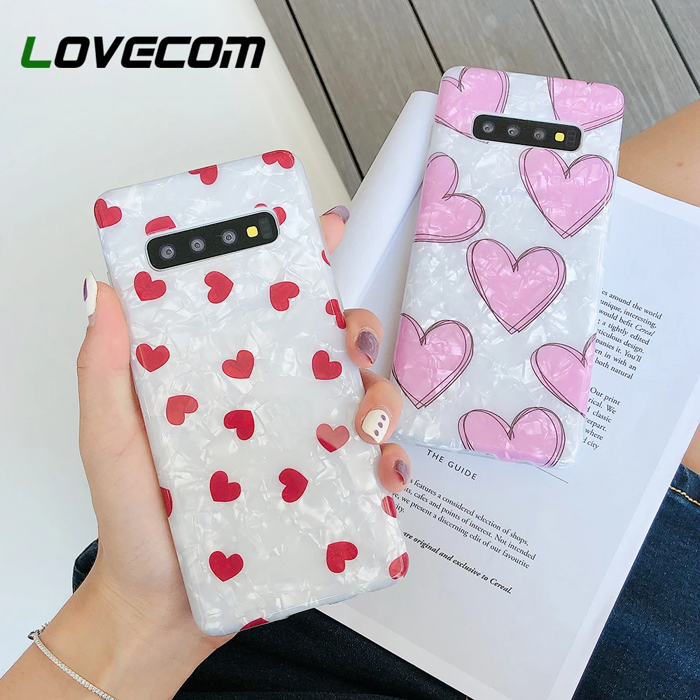 

LOVECOM Dream Shell Love Heart Case For Samsung Galaxy S8 S9 Plus S10 S10 Plus Note 8 Note 9 Protector Soft IMD Phone Cover