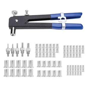 

86pcs/Set Blind Rivet Gun Heavy Duty Nut Threaded Insert Hand Riveting Kit M3-M8 Rivet Nuts Nail Gun Household Repair Tools