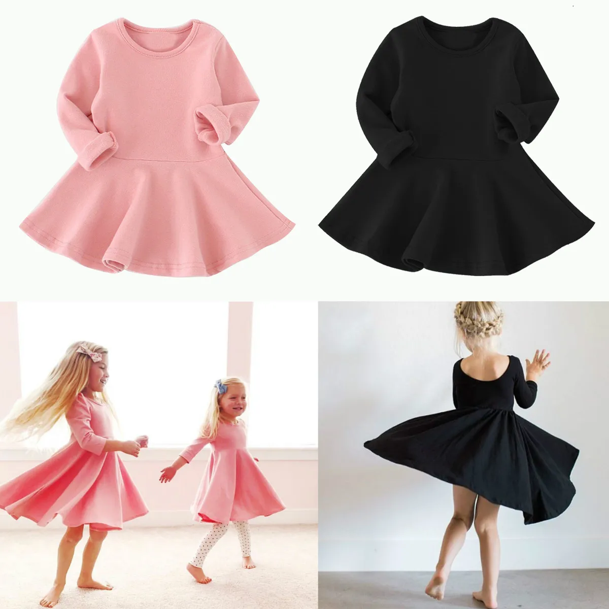 

Newborn Kid Baby Girl Swing Pageant Party Princess Dress Long Sleeve Cotton Autumn Children Girl Clothing 1-5T