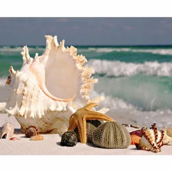 

5D DIY Diamond Painting Cross Stitch Rhinestones Crystal Needlework Diamond Embroidery Sea Shell Full Square Drill Home Decor