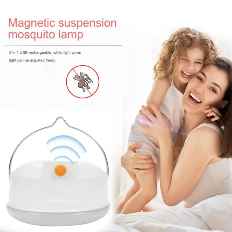 Лампа от комаров 2 в 1 перезаряжаемая через USB Магнитная Подвесная лампа от комаров ночник-светильник теплый белый светильник для дома