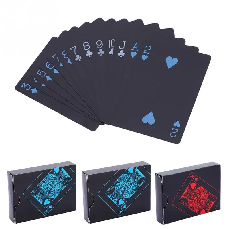 PVC Poker Waterproof Plastic Playing Cards Set Black Color Poker Card Sets Classic Magic Tricks