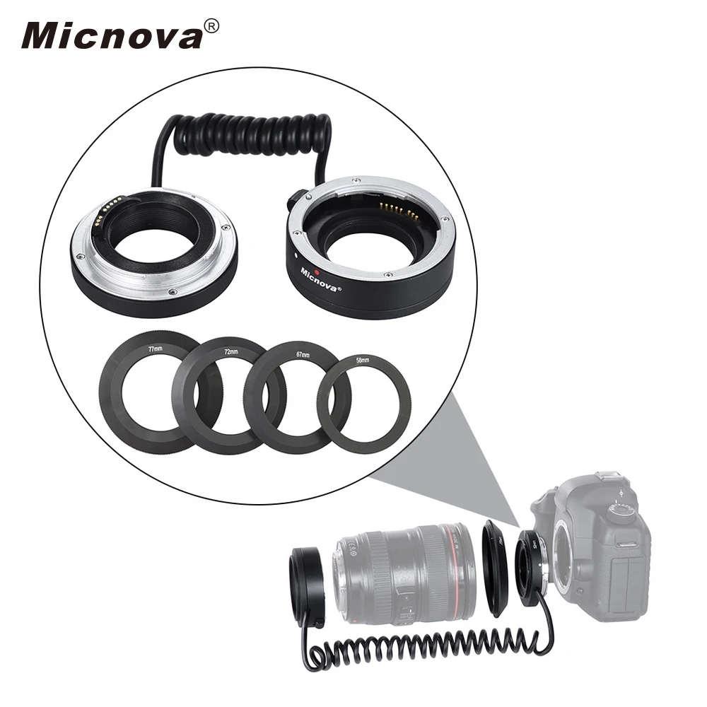 

Micnova KK-MRA5C AF Auto Focus Macro Close-up Adapter Ring Tube w/ Flexible Cable for Canon EF/EF-S Mount Lens w/ 4 Adapter Ring
