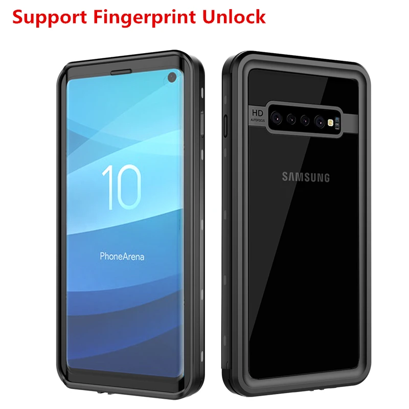 

For Samsung Galaxy S10 Plus S10 Case IP68 Waterproof 360 Protection Support Fingerprint Unlock Shockproof Case For Samsung S10