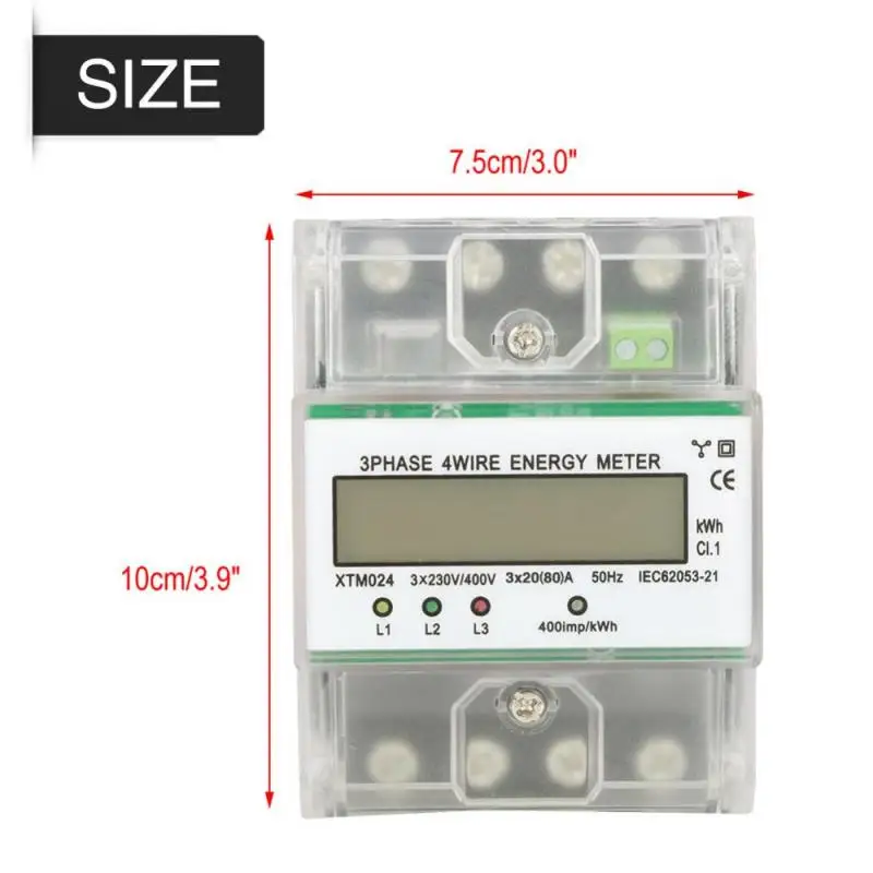 Новый цифровой 3 фазный 4 проводной DIN Rail Электрический счетчик электронный кВтч с
