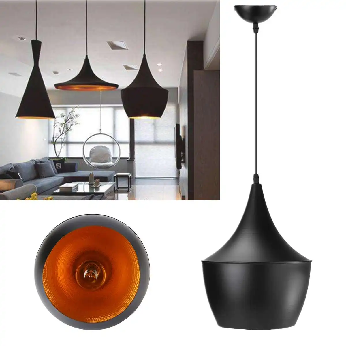 

Modern Industrial Horn Shape Light Hanging Single Chandelier Lamp 3 type Creatives Lighting Restaurant Bar Bedroom Hanging Lamps