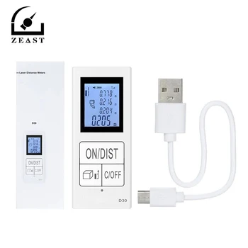 

ZEAST Mini D30 30M Handheld Laser Distance Meter Digital USB Rechargeable Laser Rangefinder Distance Area Volume Measurement