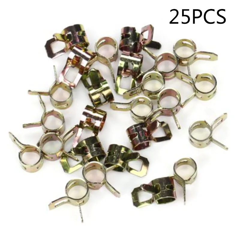 25x Fuel Line Hose Spring Clip Clamp Replacement Fastener 1/4 Accessories Set
