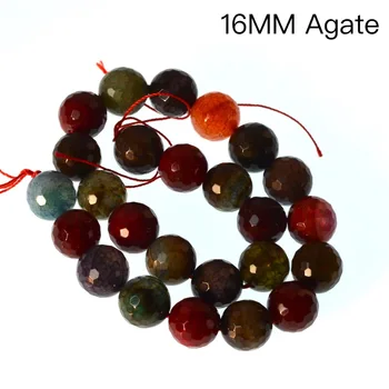 

Fancy 16mm Faceted Round Multicolor Dragon Vein Agates Beads