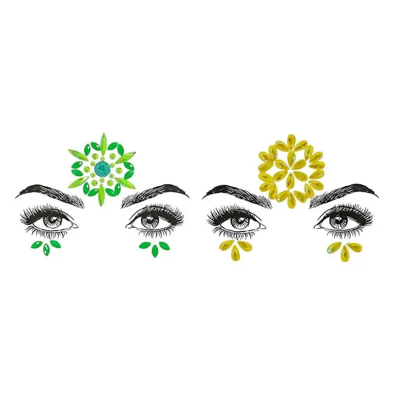

Face Tattoo Crystal Sticker Set Glitter Temporary Tattoos Body Makeup Decor