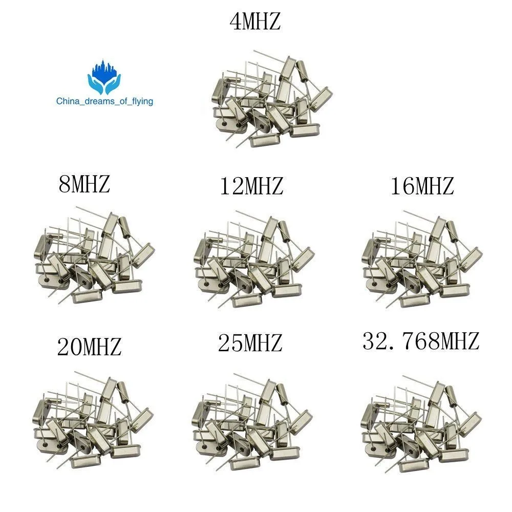 

Hc-49s Crystal Oscillator Electronic Kit Resonator Ceramic Quartz Resonator Hc-49 Dip 7 Kinds X 5pcs 32.768k 4 8 12 16 20 25 Mhz