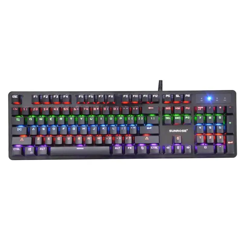 

SUNROSE T600 USB Wired Blue Switch Mechanical Keyboard Waterproof 104 Keys 6-Color RGB Backlight Gaming Keyboard for LOL PUBG