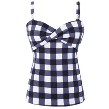 Rosegal Плюс Размер плед твист Передняя майка женские топы летние Спагетти ремень без рукавов Топ Модные повседневные женские майки